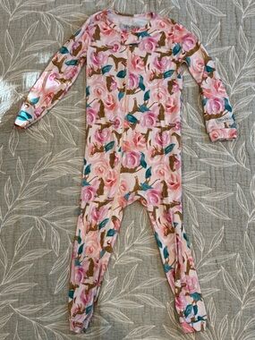 Mini Boden Pink Floral Zip-Front Kids One-Piece